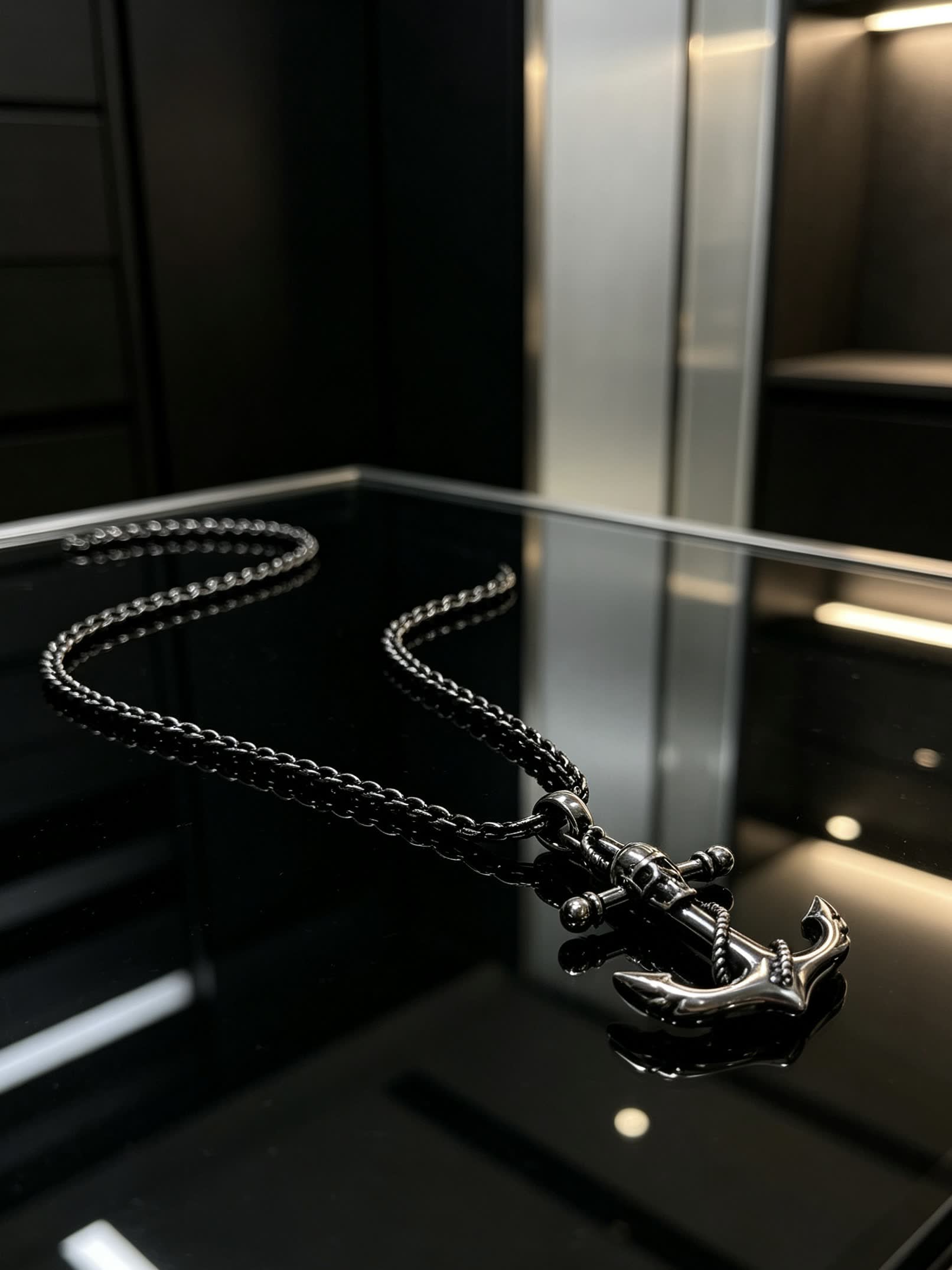Chrome Hearts Silver Anchor Pendant Necklace